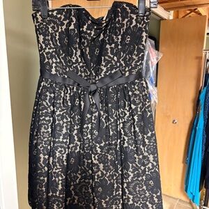 Robert Rodriguez Black and Cream Strapless Lace Dress